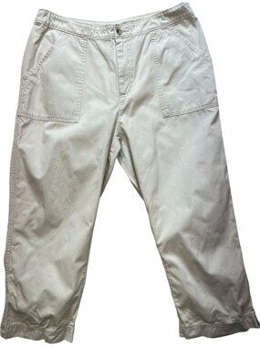 Woolrich Women's Cotton Blend Capri Pants Flat Front Size 12 Off-White Solid